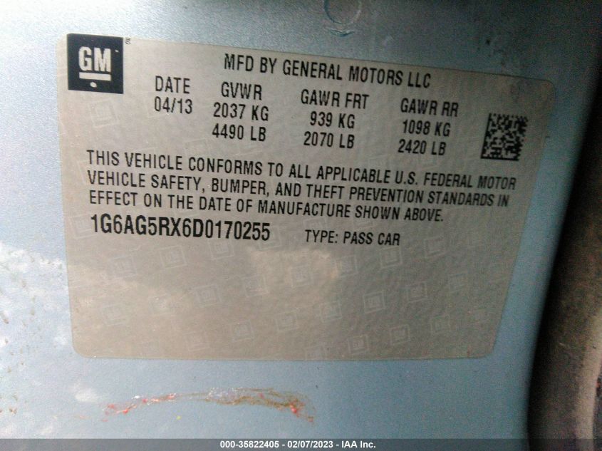 2013 CADILLAC ATS - 1G6AG5RX6D0170255