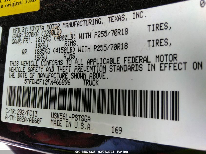 2015 TOYOTA TUNDRA 4WD TRUCK SR5 - 5TFDW5F12FX466896