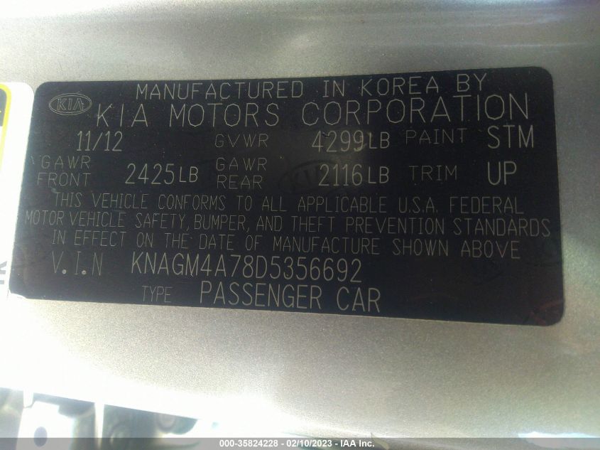 2013 KIA OPTIMA LX - KNAGM4A78D5356692