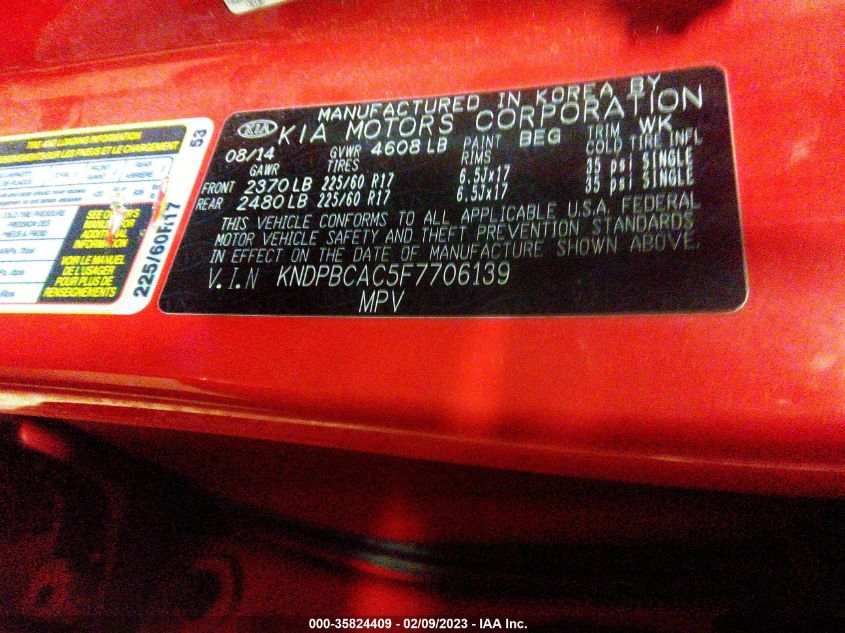 2015 KIA SPORTAGE LX - KNDPBCAC5F7706139