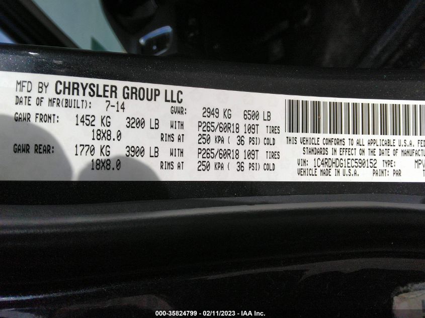 2014 DODGE DURANGO LIMITED - 1C4RDHDG1EC590152