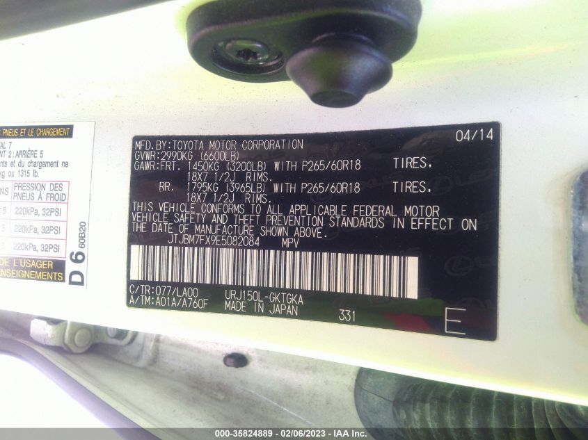 2014 LEXUS GX 460 JTJBM7FX9E5082084