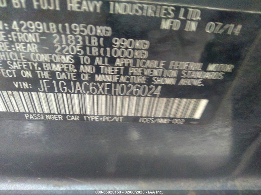 2014 SUBARU IMPREZA SEDAN PREMIUM - JF1GJAC6XEH026024