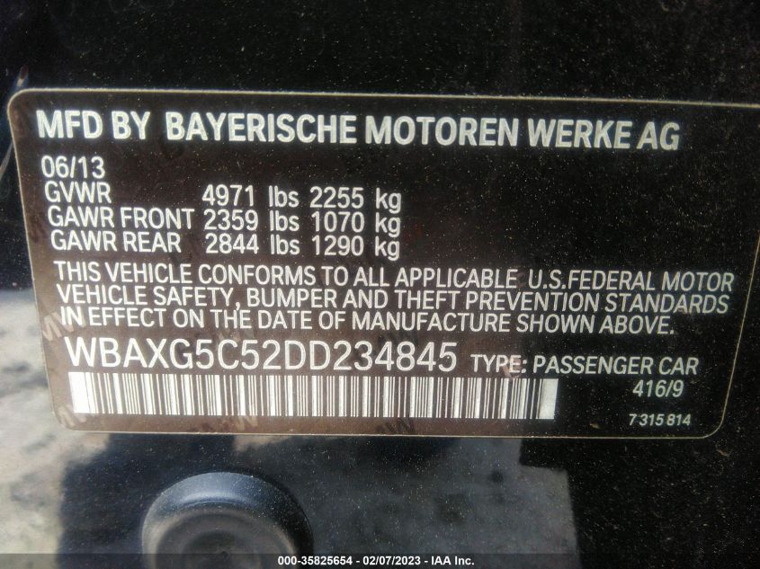 2013 BMW 5 SERIES 528I WBAXG5C52DD234845