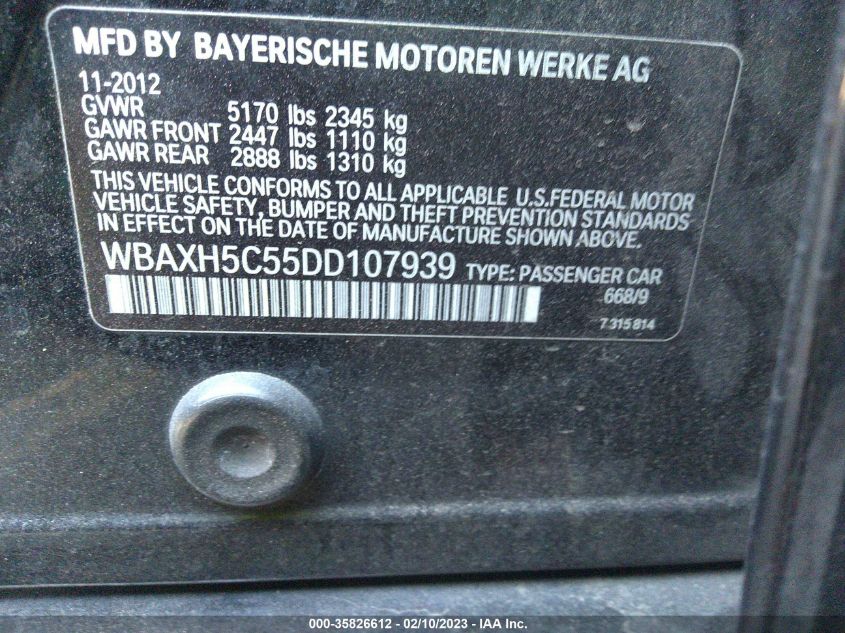 2013 BMW 5 SERIES 528I XDRIVE WBAXH5C55DD107939
