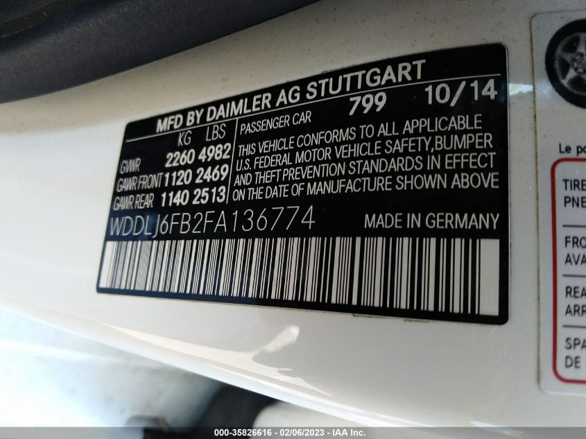 2015 MERCEDES-BENZ CLS-CLASS CLS 400 WDDLJ6FB2FA136774