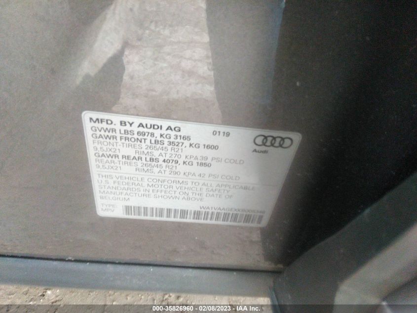 2019 AUDI E-TRON PRESTIGE - WA1VAAGEXKB005346