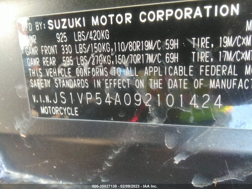 2009 SUZUKI DL650 - JS1VP54A092101424