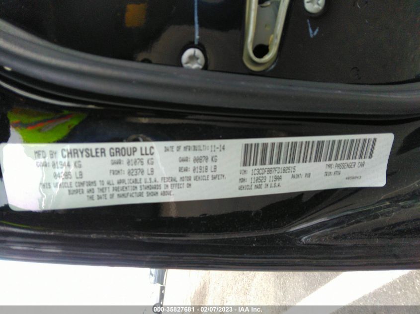 2015 DODGE DART SXT - 1C3CDFBB7FD182515