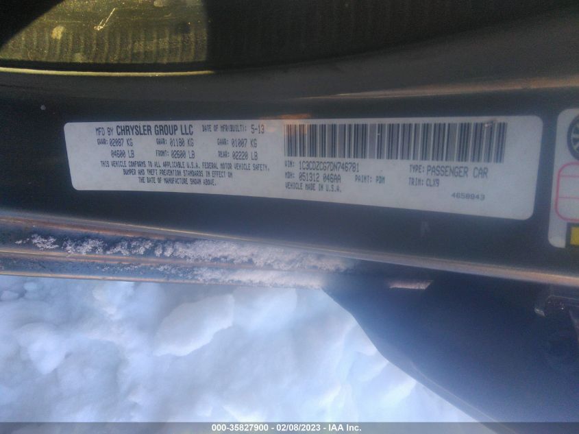 2013 DODGE AVENGER SXT 1C3CDZCG7DN746781