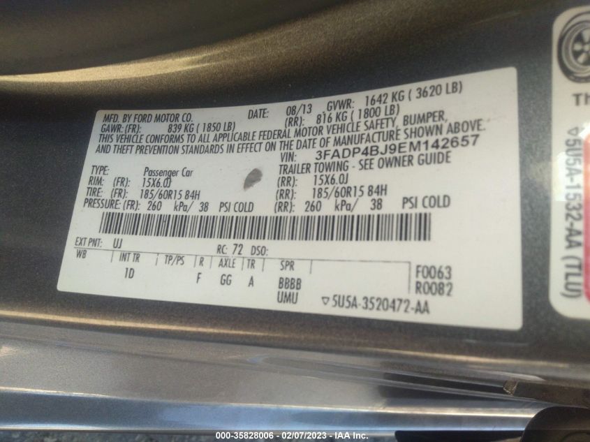 2014 FORD FIESTA SE - 3FADP4BJ9EM142657