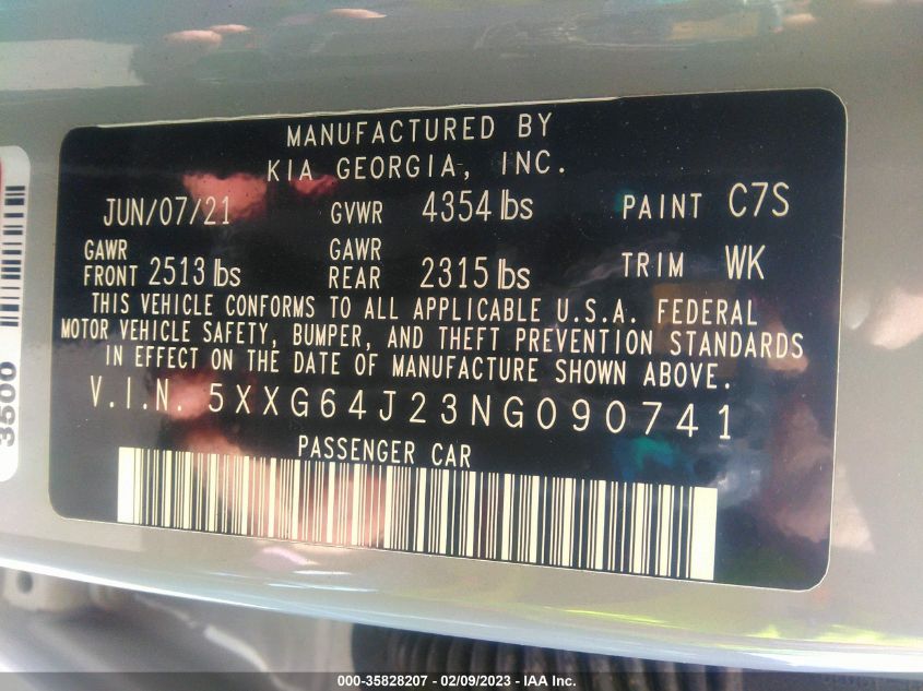 2022 KIA K5 GT-LINE 5XXG64J23NG090741