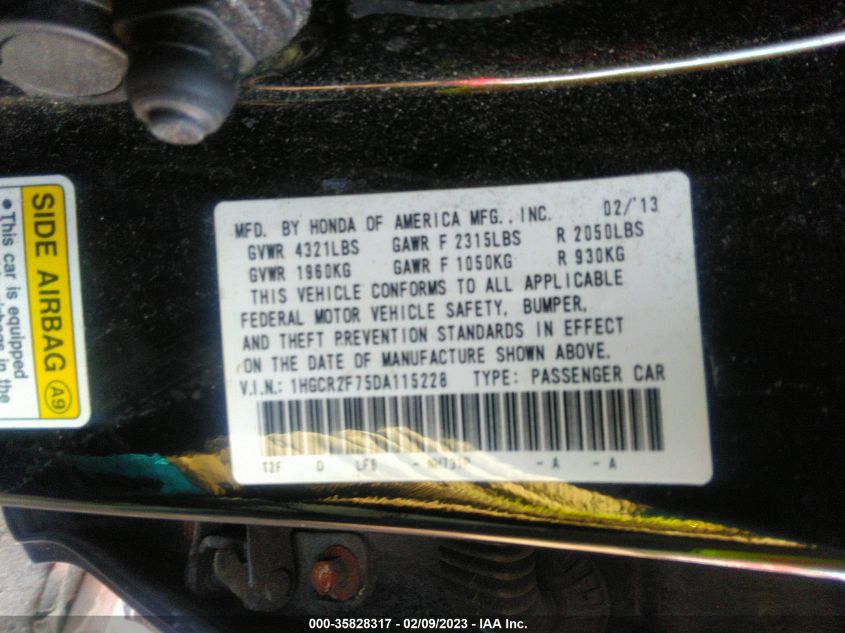2013 HONDA ACCORD SDN EX 1HGCR2F75DA115228