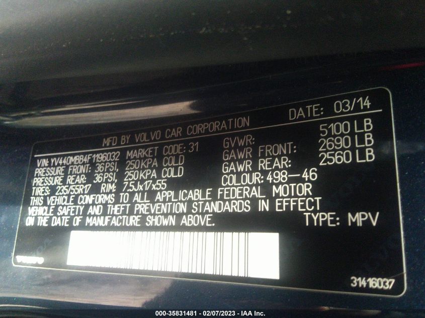 2015 VOLVO XC70 T5 DRIVE-E PREMIER - YV440MBB4F1196032