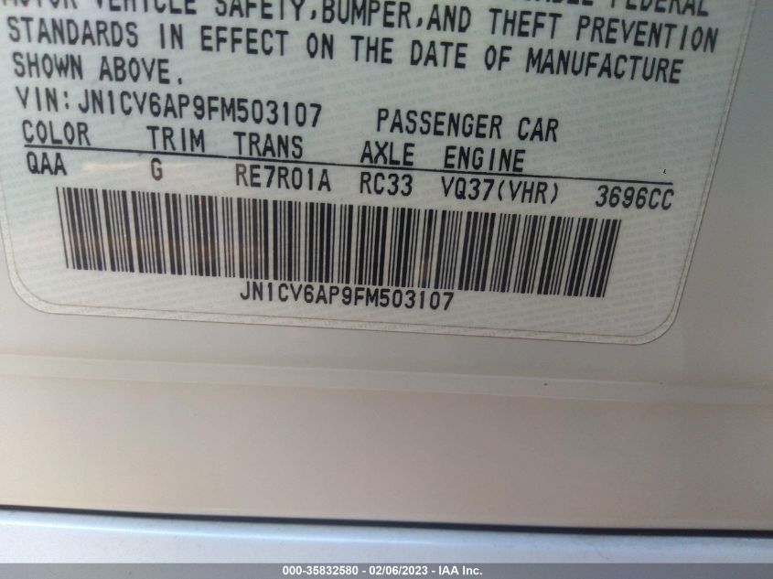 2015 INFINITI Q40 JN1CV6AP9FM503107