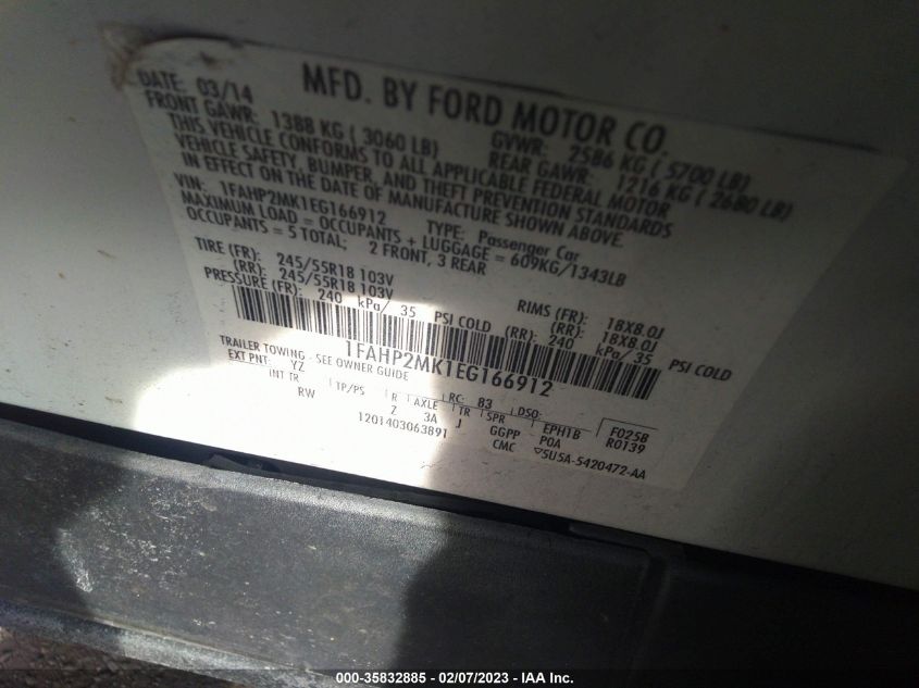 2014 FORD SEDAN POLICE INTERCEPTOR 1FAHP2MK1EG166912