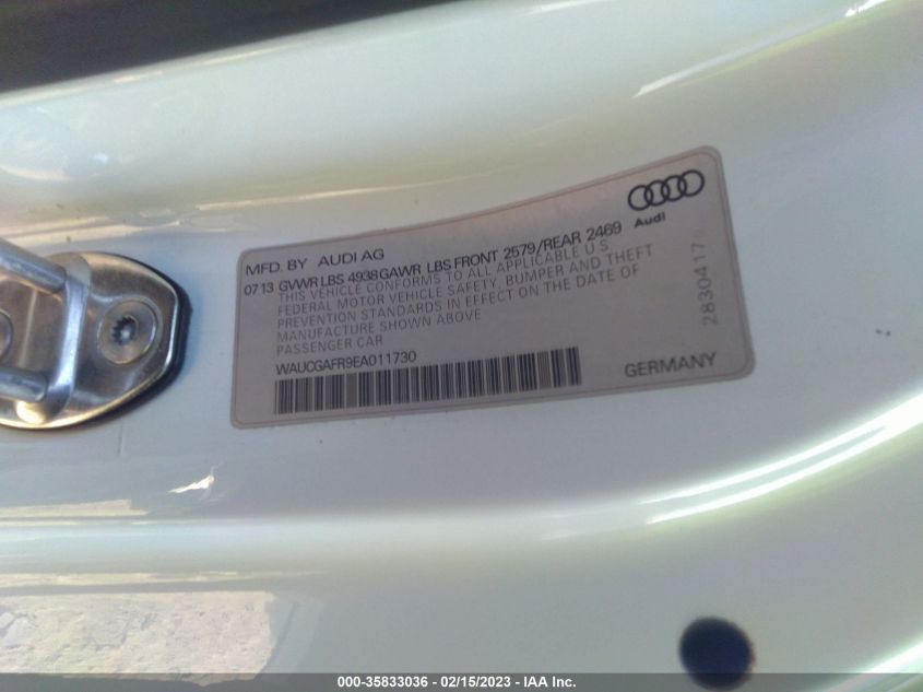 2014 AUDI S5 PREMIUM PLUS WAUCGAFR9EA011730