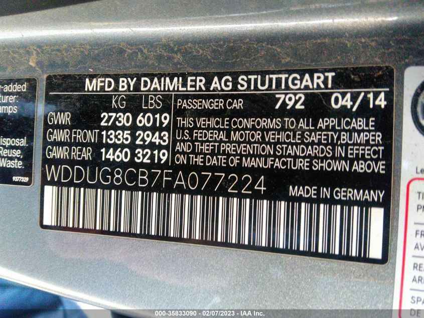 2015 MERCEDES-BENZ S-CLASS S 550 - WDDUG8CB7FA077224