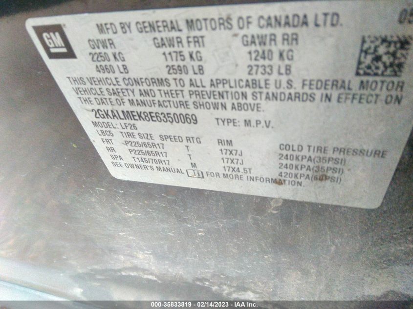 2014 GMC TERRAIN SLE 2GKALMEK8E6350069