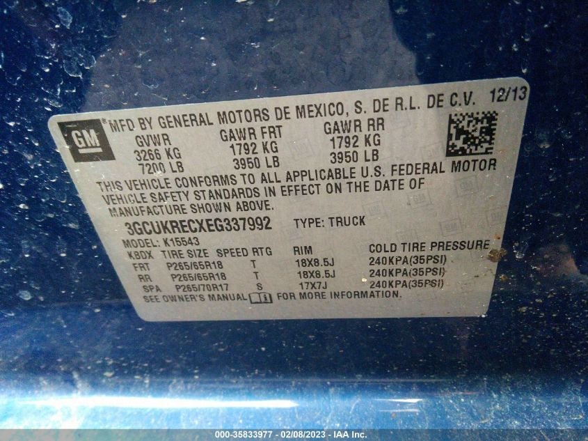 2014 CHEVROLET SILVERADO 1500 LT - 3GCUKRECXEG337992