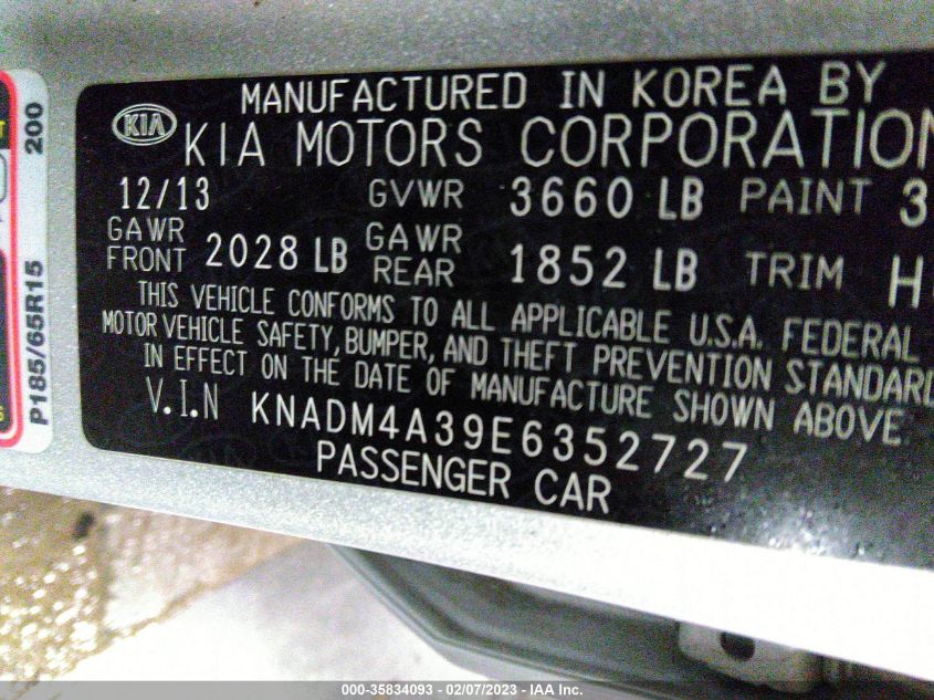 2014 KIA RIO LX - KNADM4A39E6352727