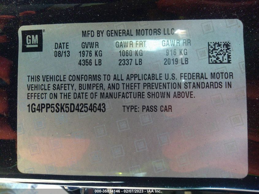 VIN 1G4PP5SK5D4254643 2013 BUICK VERANO no.9