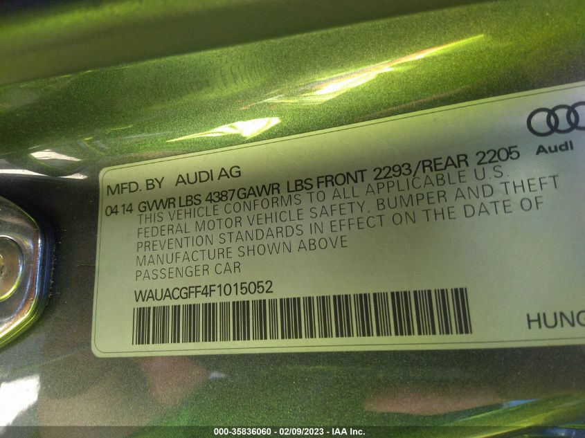 2015 AUDI A3 1.8T PREMIUM WAUACGFF4F1015052