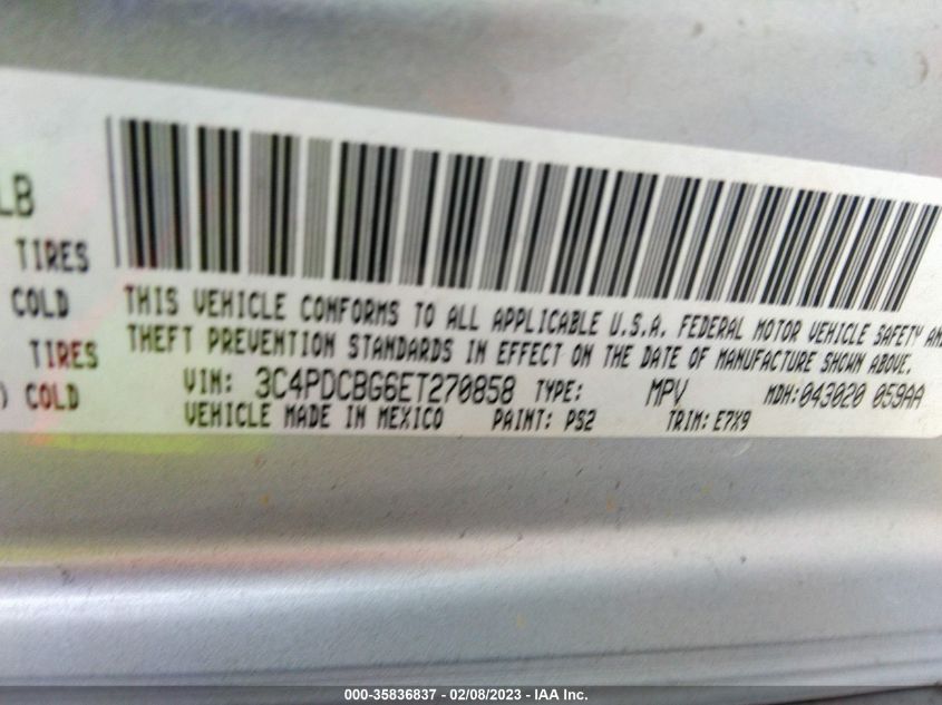 2014 DODGE JOURNEY SXT - 3C4PDCBG6ET270858