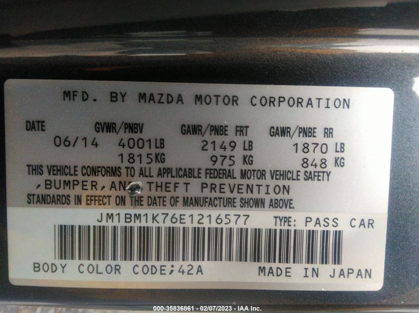 2014 MAZDA MAZDA3 I SPORT - JM1BM1K76E1216577