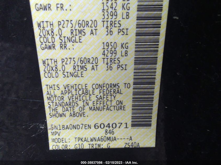 2014 NISSAN ARMADA PLATINUM - 5N1BA0ND7EN604071