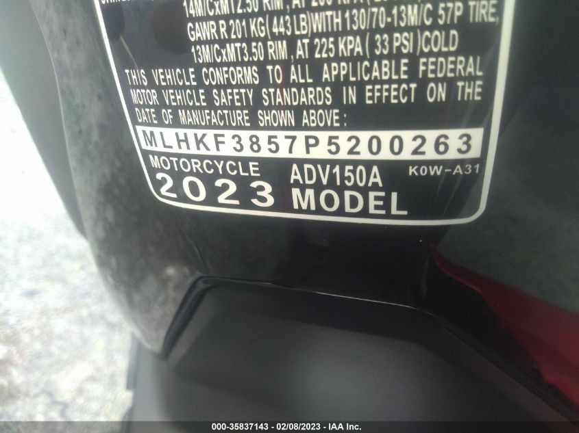 2023 HONDA ADV150 A MLHKF3857P5200263