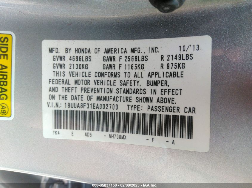 2014 ACURA TL SPECIAL EDITION 19UUA8F31EA002700