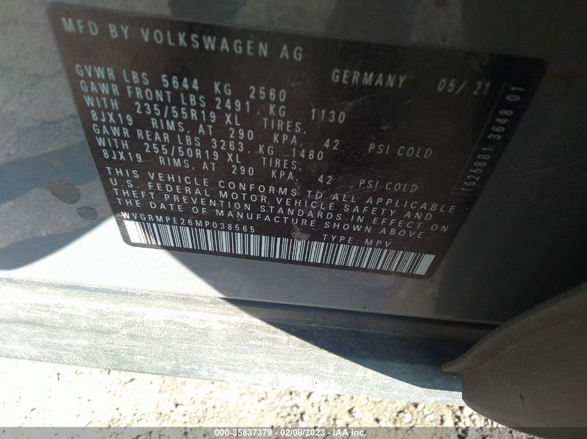 2021 VOLKSWAGEN ID.4 PRO WVGRMPE26MP038565