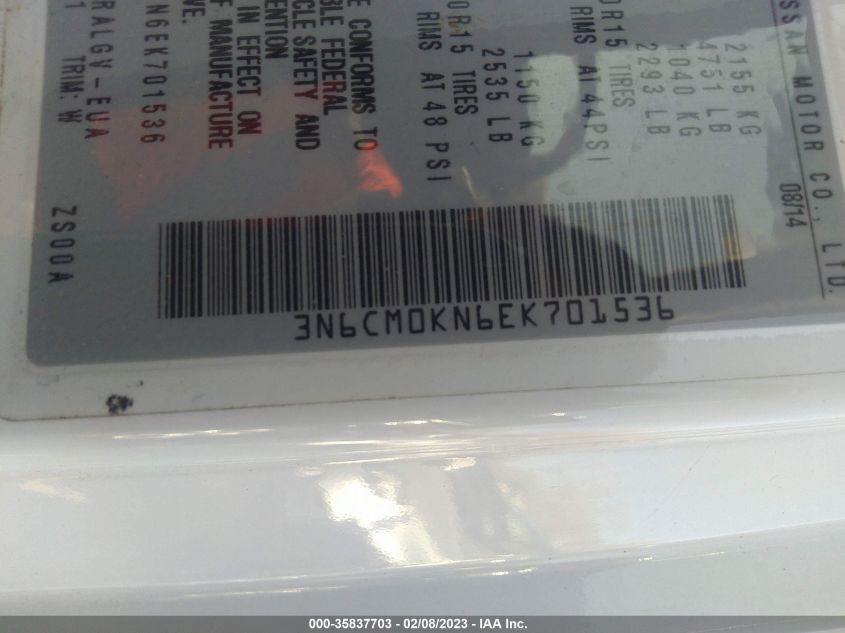 2014 NISSAN NV200 SV - 3N6CM0KN6EK701536