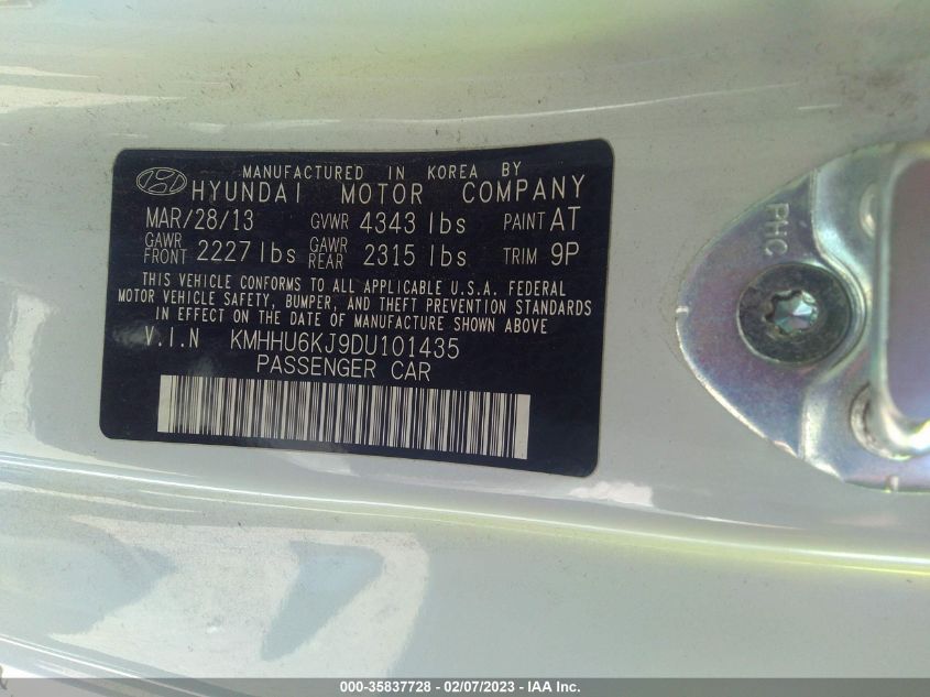 2013 HYUNDAI GENESIS COUPE 3.8 R-SPEC KMHHU6KJ9DU101435