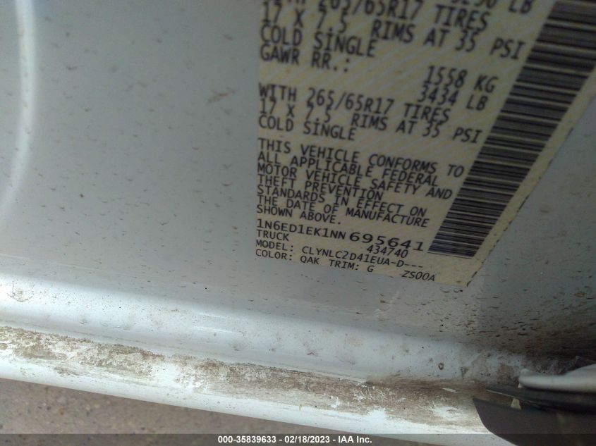 2022 NISSAN FRONTIER SV - 1N6ED1EK1NN695641