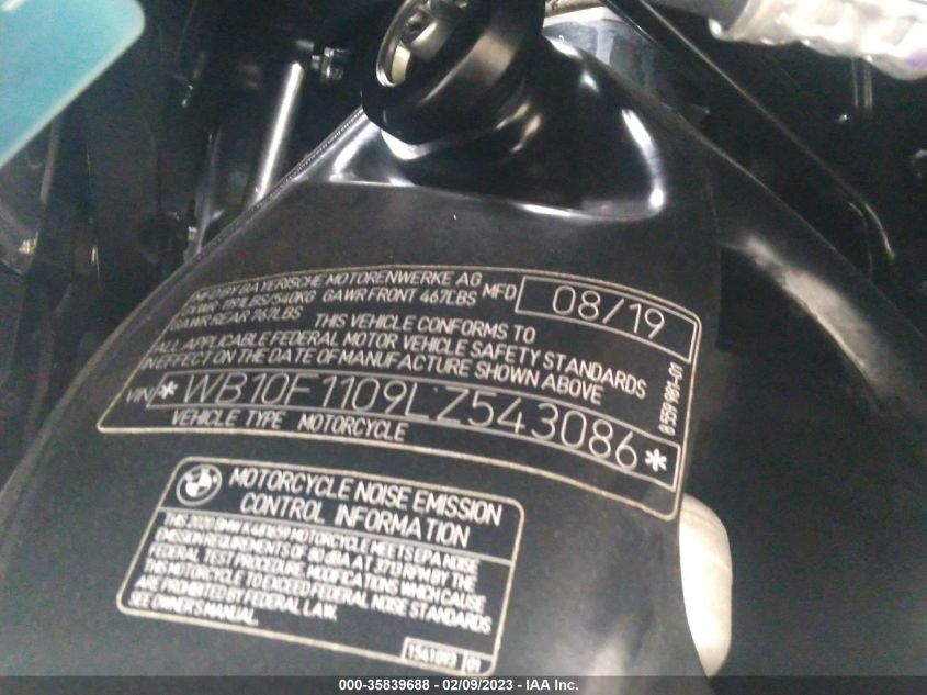 2020 BMW K1600 GT WB10F1109LZ543086