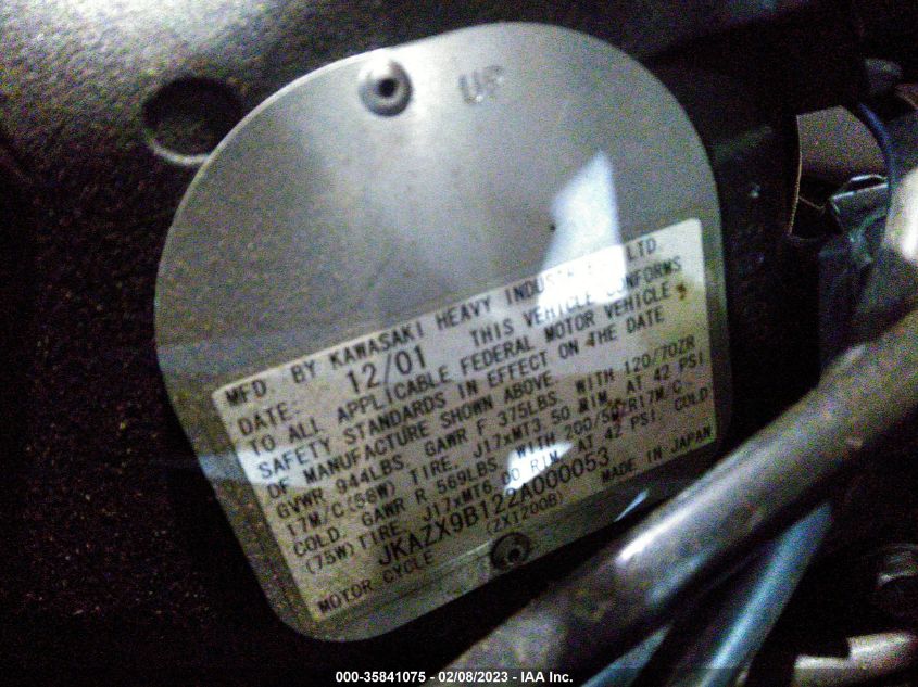 2002 KAWASAKI ZX1200 B JKAZX9B122A000053