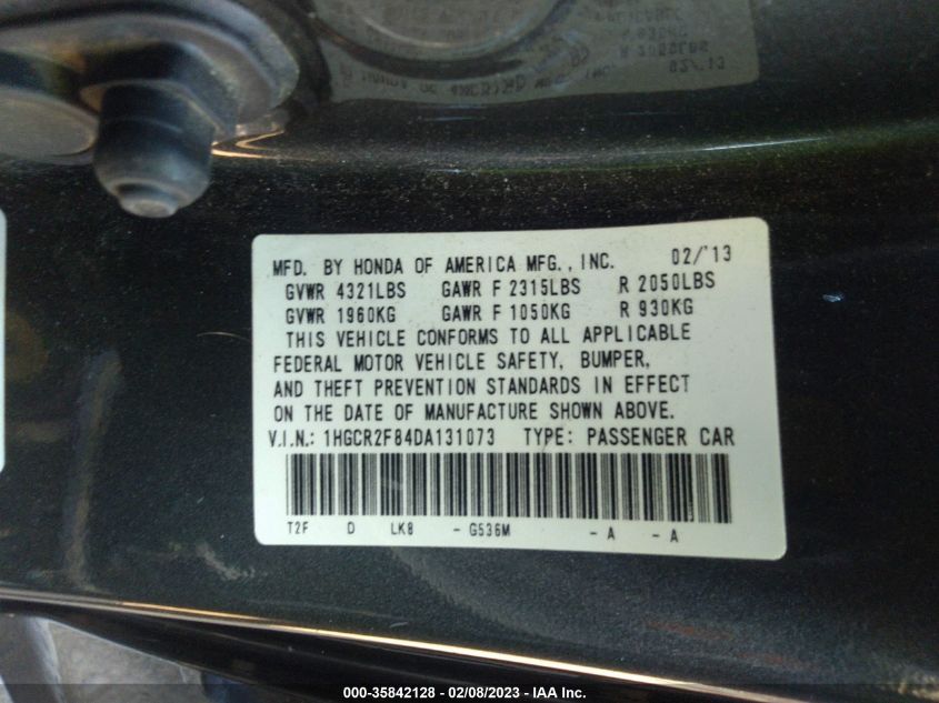 2013 HONDA ACCORD SDN EX-L - 1HGCR2F84DA131073