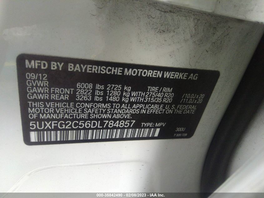 2013 BMW X6 XDRIVE35I 5UXFG2C56DL784857