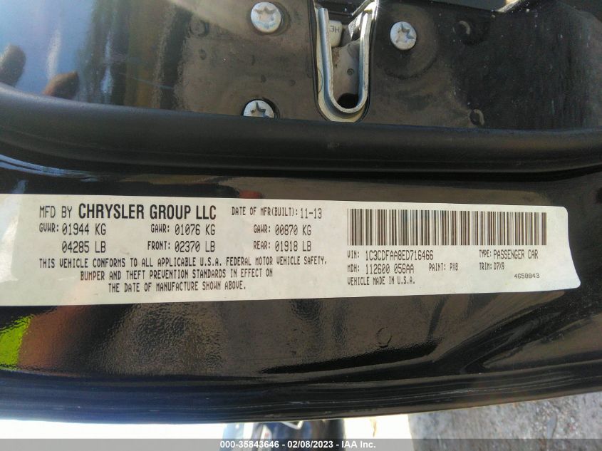 2014 DODGE DART SE 1C3CDFAA8ED716466