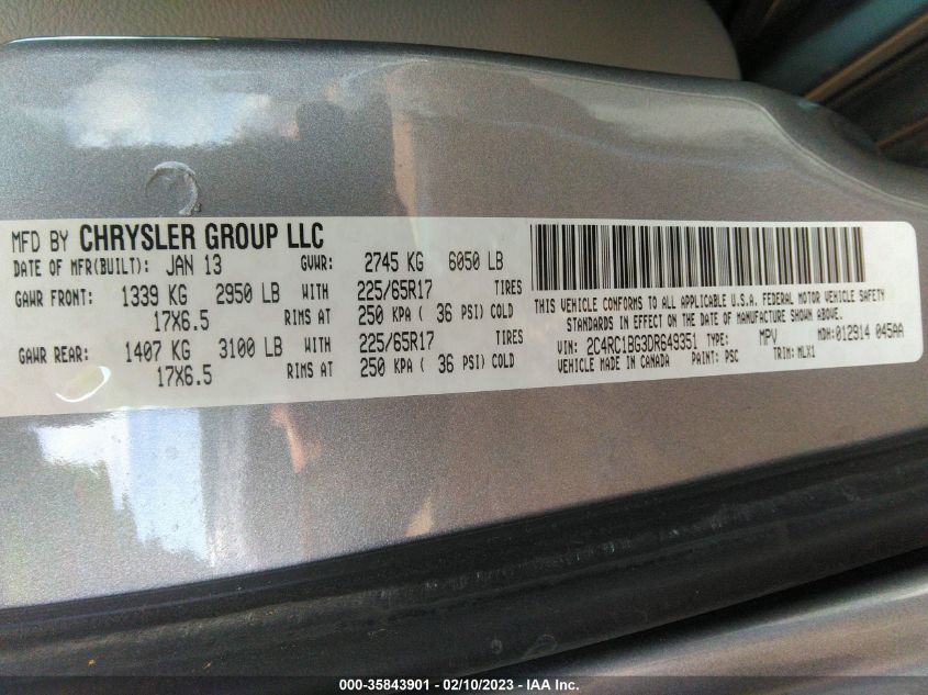 2013 CHRYSLER TOWN & COUNTRY TOURING - 2C4RC1BG3DR649351