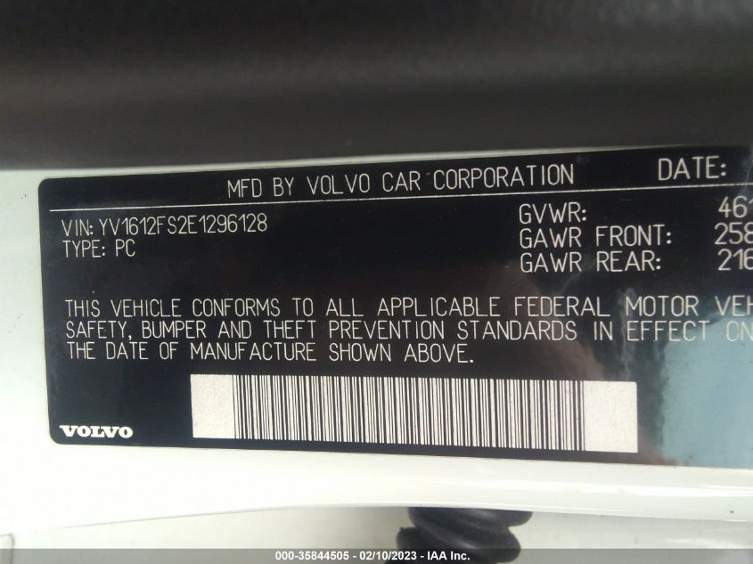 2014 VOLVO S60 T5 - YV1612FS2E1296128