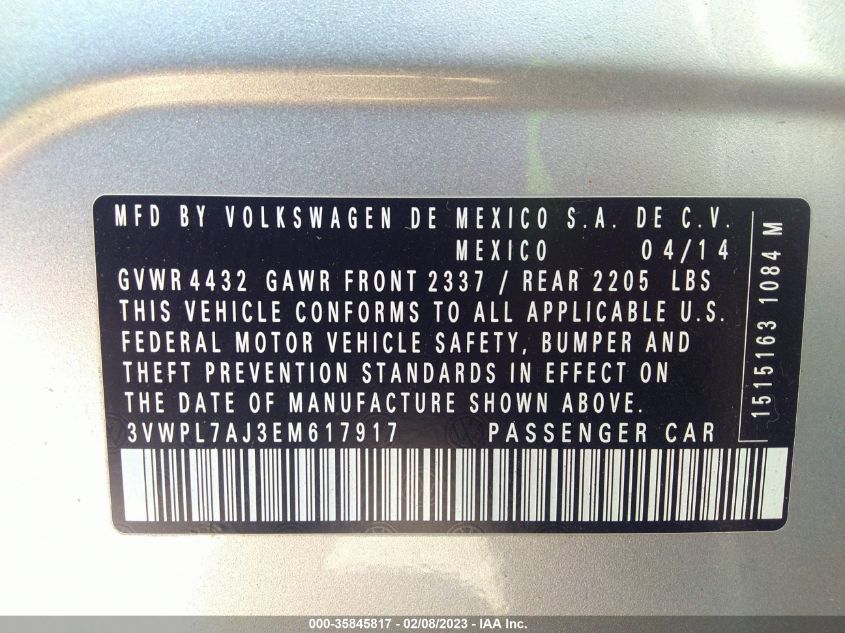 2014 VOLKSWAGEN JETTA SPORTWAGEN TDI 3VWPL7AJ3EM617917