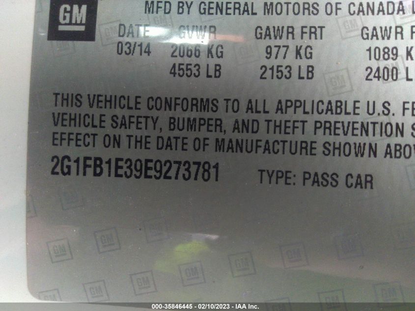 2014 CHEVROLET CAMARO LT - 2G1FB1E39E9273781
