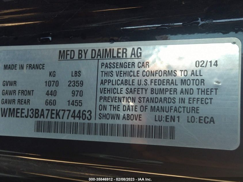2014 SMART FORTWO PURE/PASSION WMEEJ3BA7EK774463