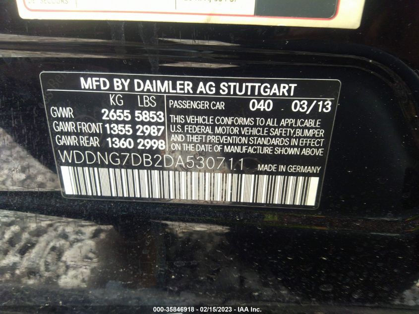 2013 MERCEDES-BENZ S-CLASS S 550 - WDDNG7DB2DA530711