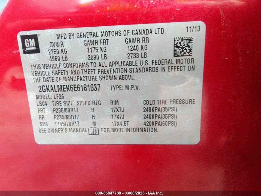 2014 GMC TERRAIN SLE - 2GKALMEK6E6181637