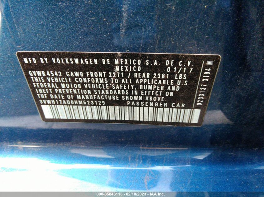 2017 VOLKSWAGEN GOLF ALLTRACK S/SE/SEL 3VWH17AU0HM523129
