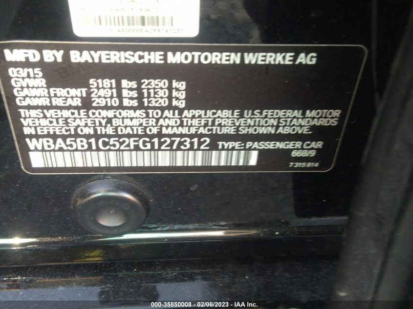 2015 BMW 5 SERIES 535I - WBA5B1C52FG127312